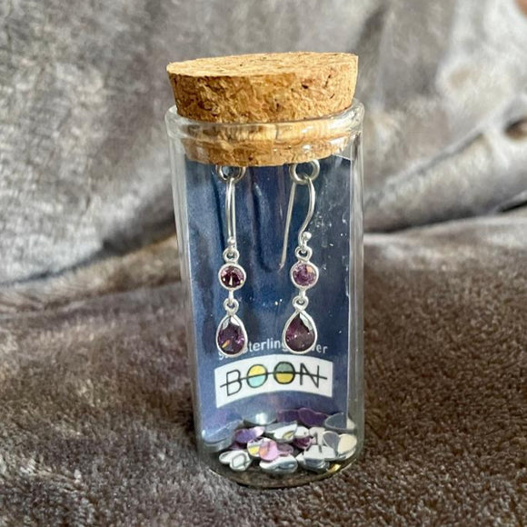 Sterling Silver Amethyst TearDrop Earrings In A Bottle E170